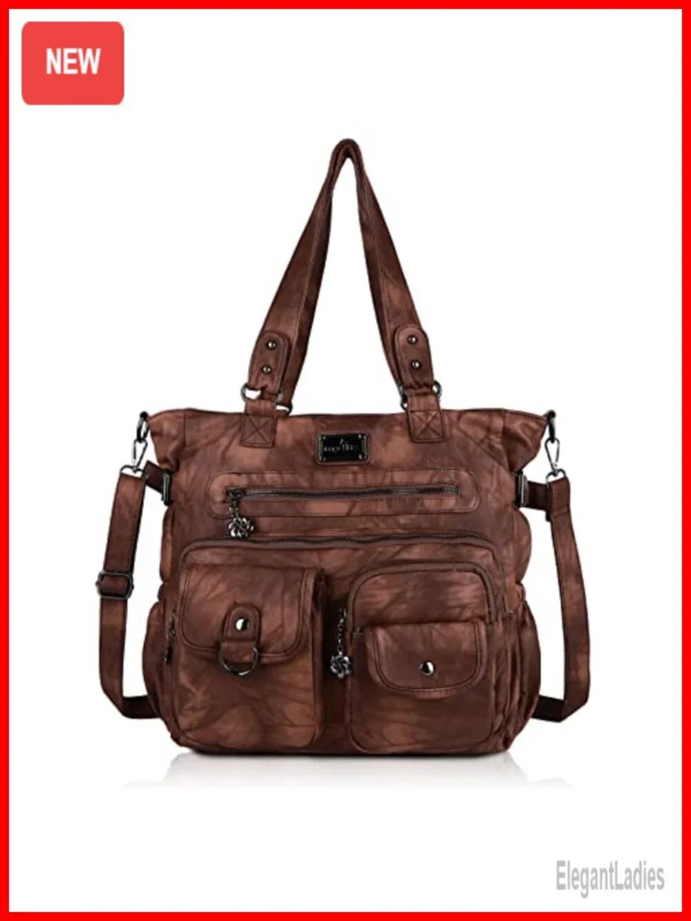 Large Soft PU Leather Hobo Bag with Crossbody Strap